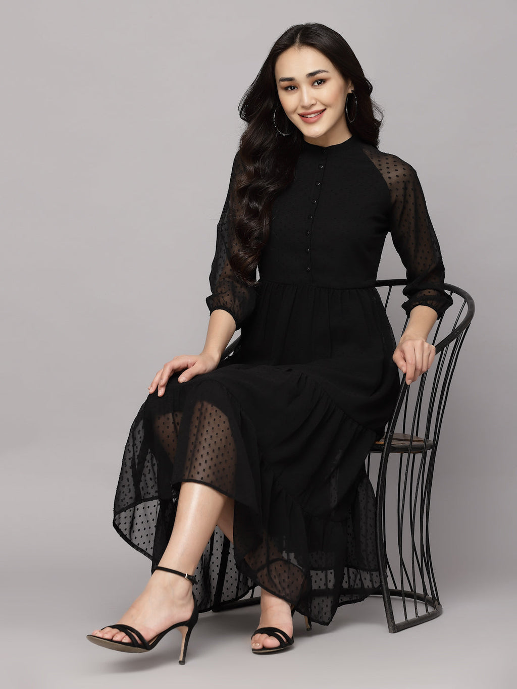 Elevate Your Style with MANITRA's Chic Fit and Flare White Dress (Black)