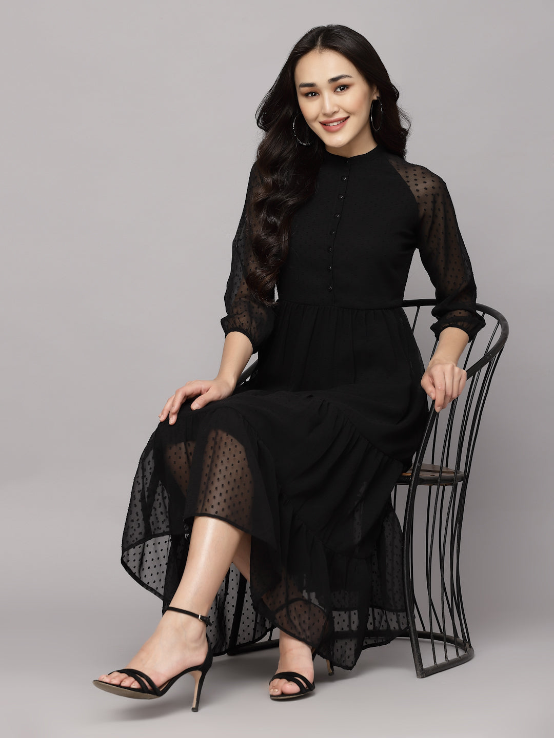 Elevate Your Style with MANITRA's Chic Fit and Flare White Dress (Black)