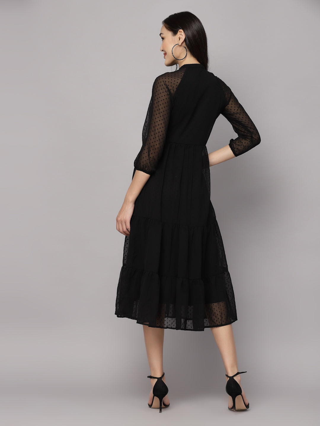 Elevate Your Style with MANITRA's Chic Fit and Flare White Dress (Black)