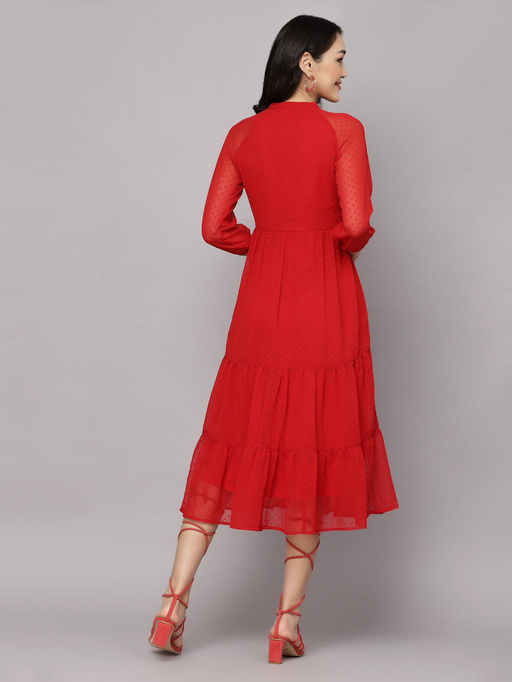 Elevate Your Style with MANITRA's Chic Fit and Flare White Dress (Red)