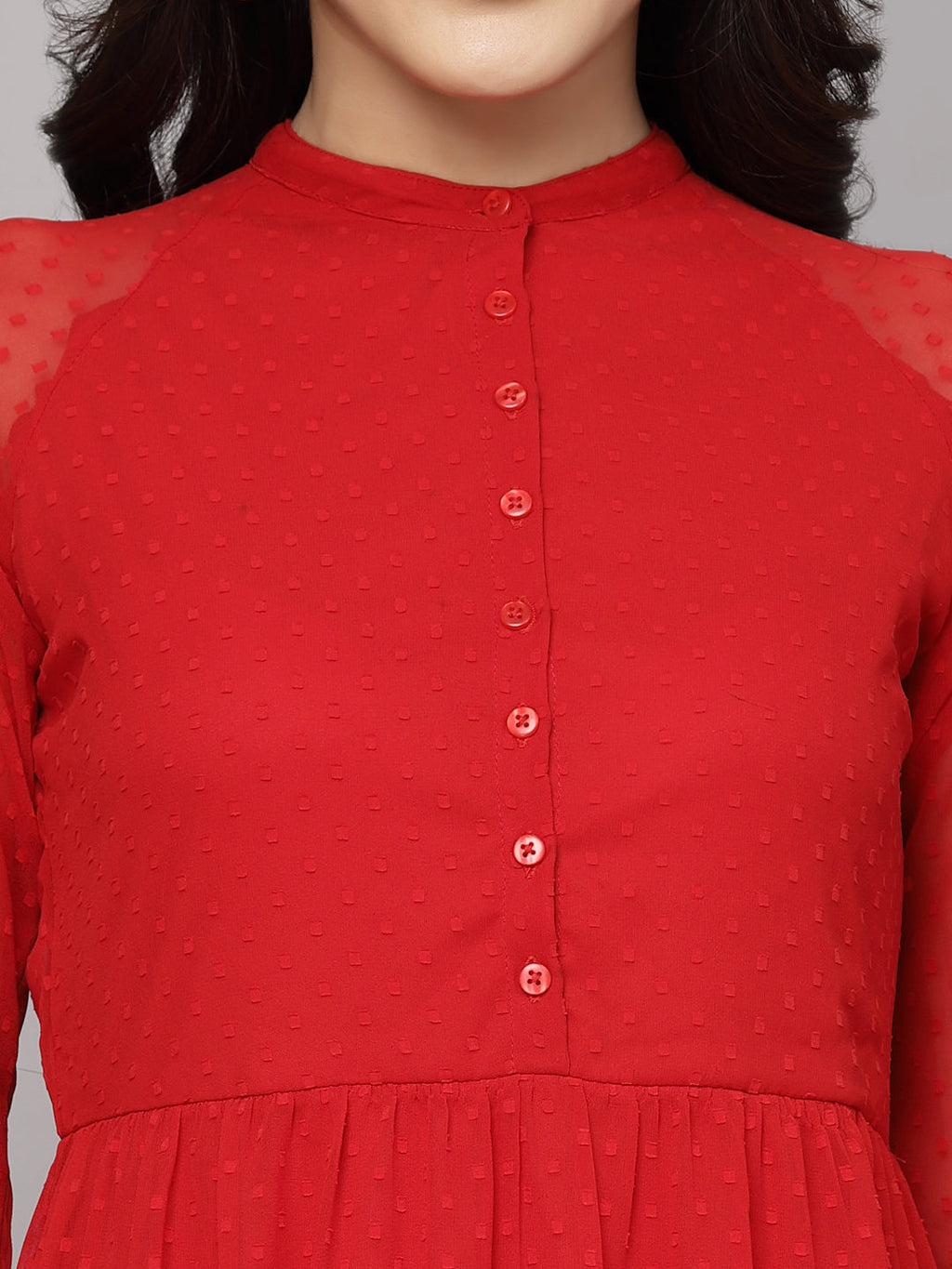 Elevate Your Style with MANITRA's Chic Fit and Flare White Dress (Red)