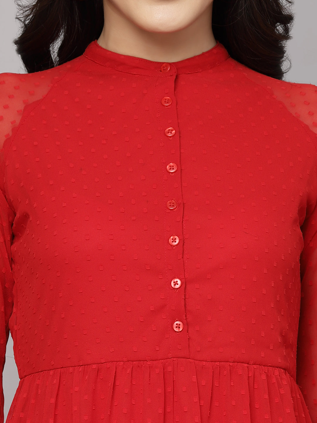 Elevate Your Style with MANITRA's Chic Fit and Flare White Dress (Red)