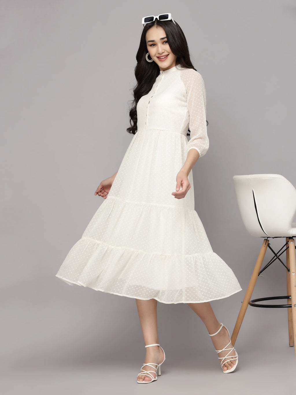 Elevate Your Style with MANITRA's Chic Fit and Flare White Dress (White)