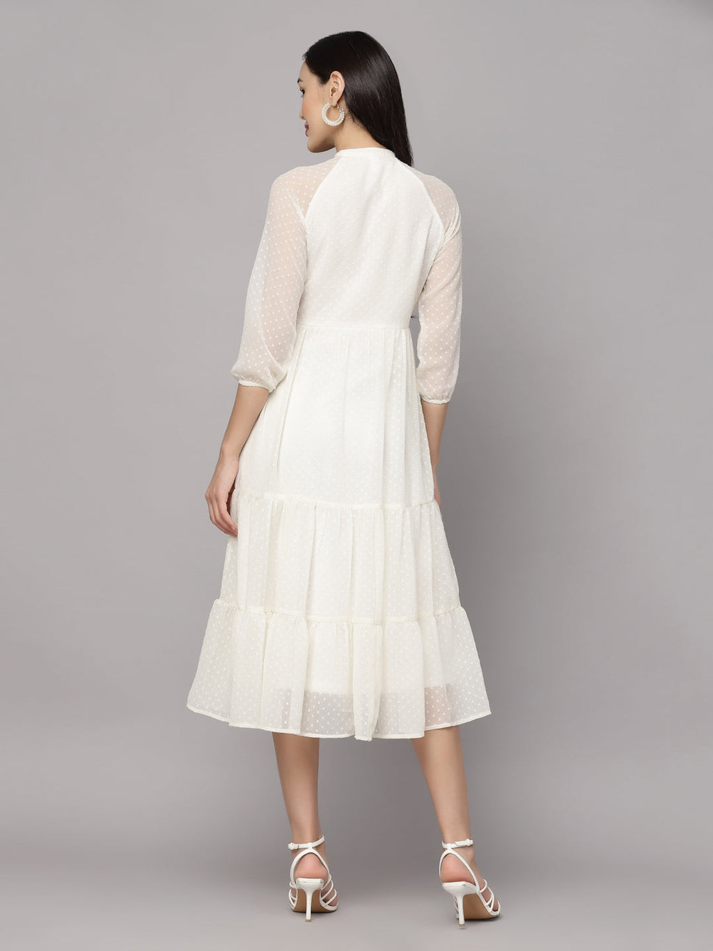 Elevate Your Style with MANITRA's Chic Fit and Flare White Dress (White)