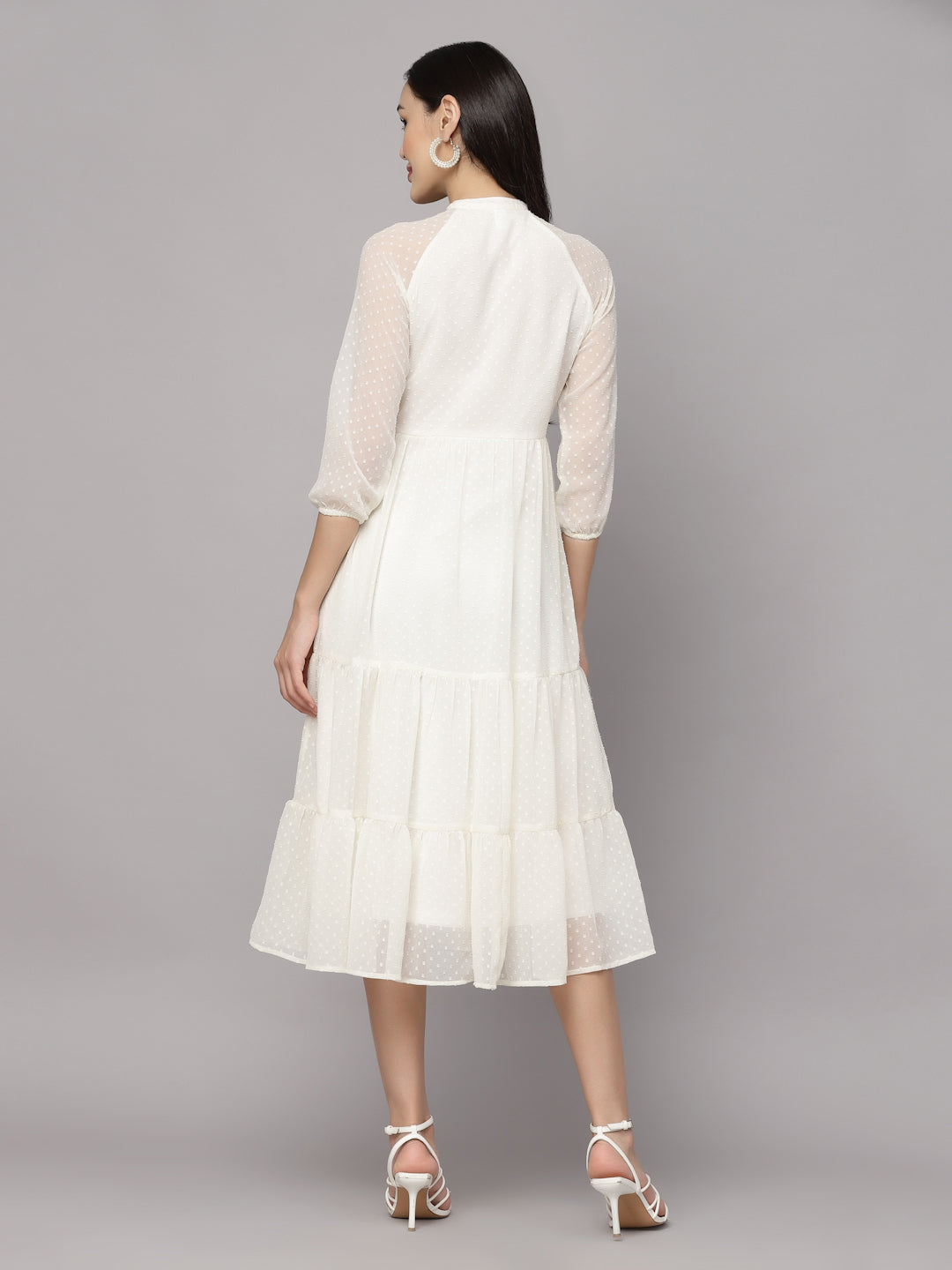 Elevate Your Style with MANITRA's Chic Fit and Flare White Dress (White)
