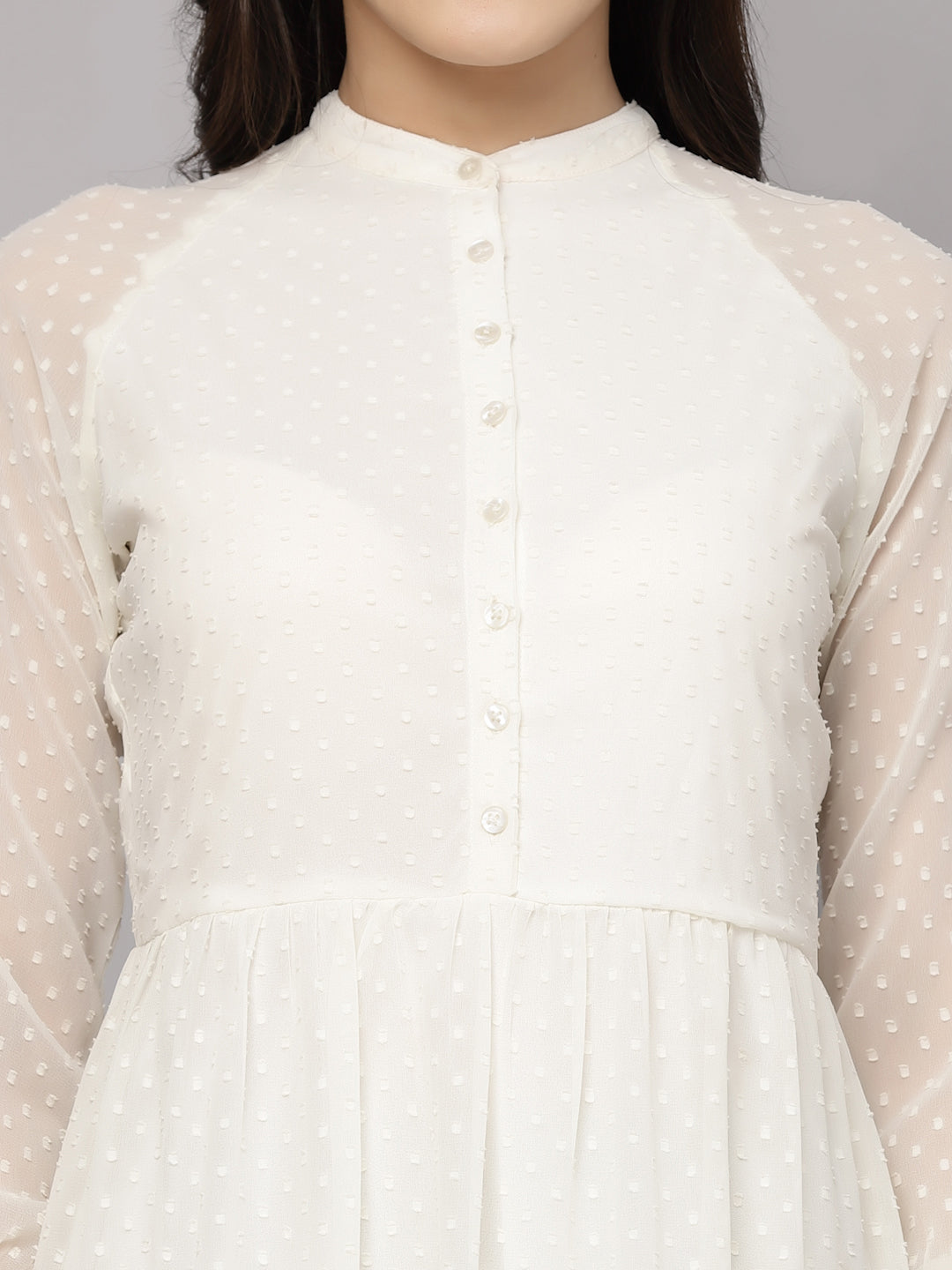Elevate Your Style with MANITRA's Chic Fit and Flare White Dress (White)