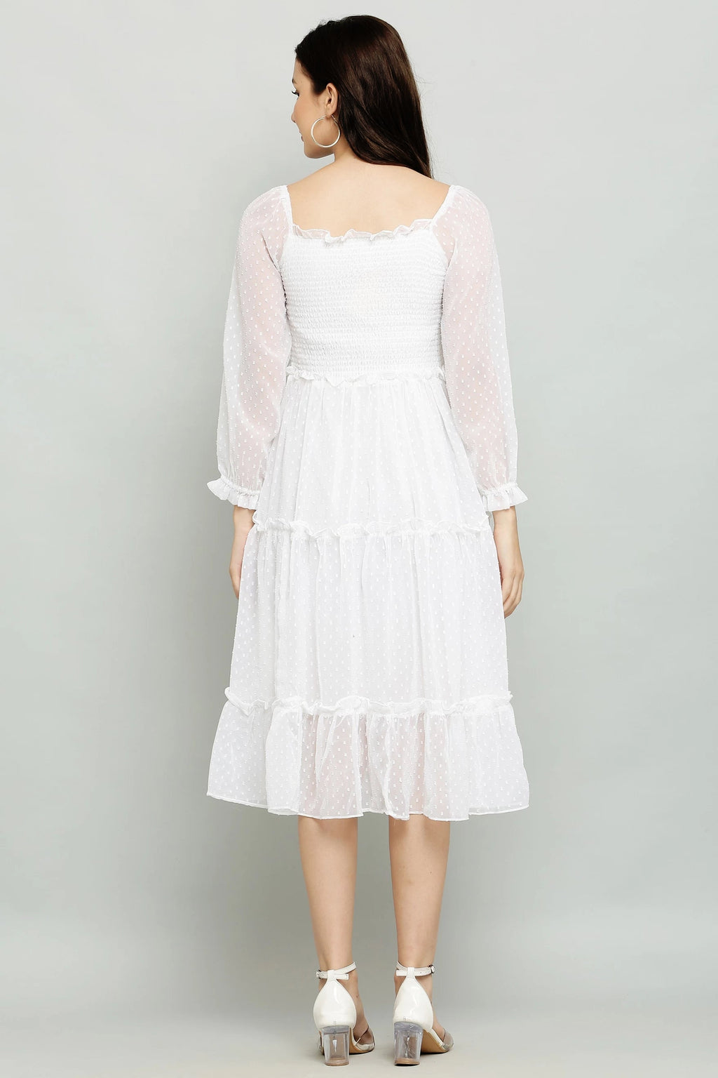 Women's Elegant Georgette Midi Dress - Chic & Comfortable