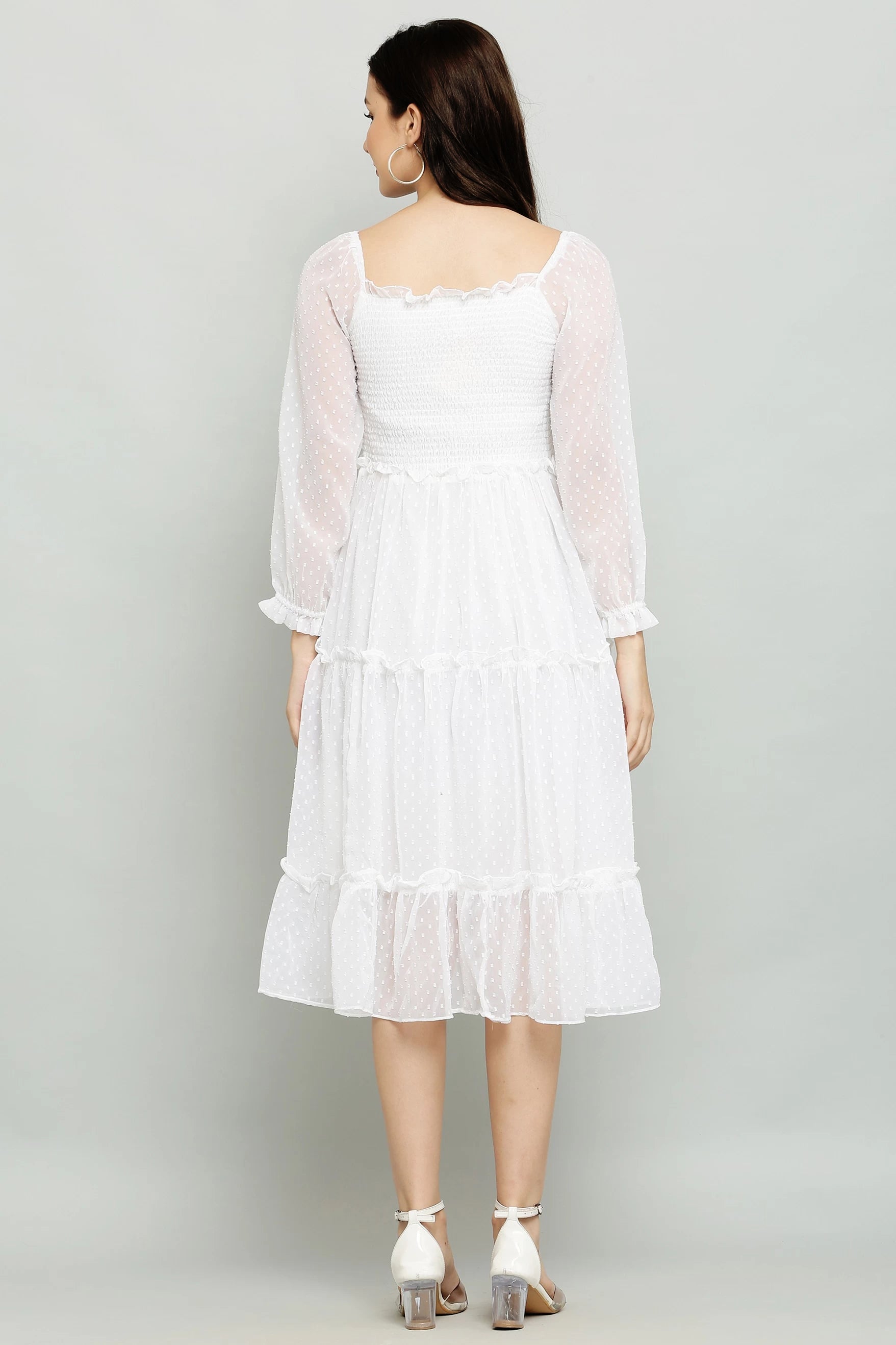 Women's Elegant Georgette Midi Dress - Chic & Comfortable