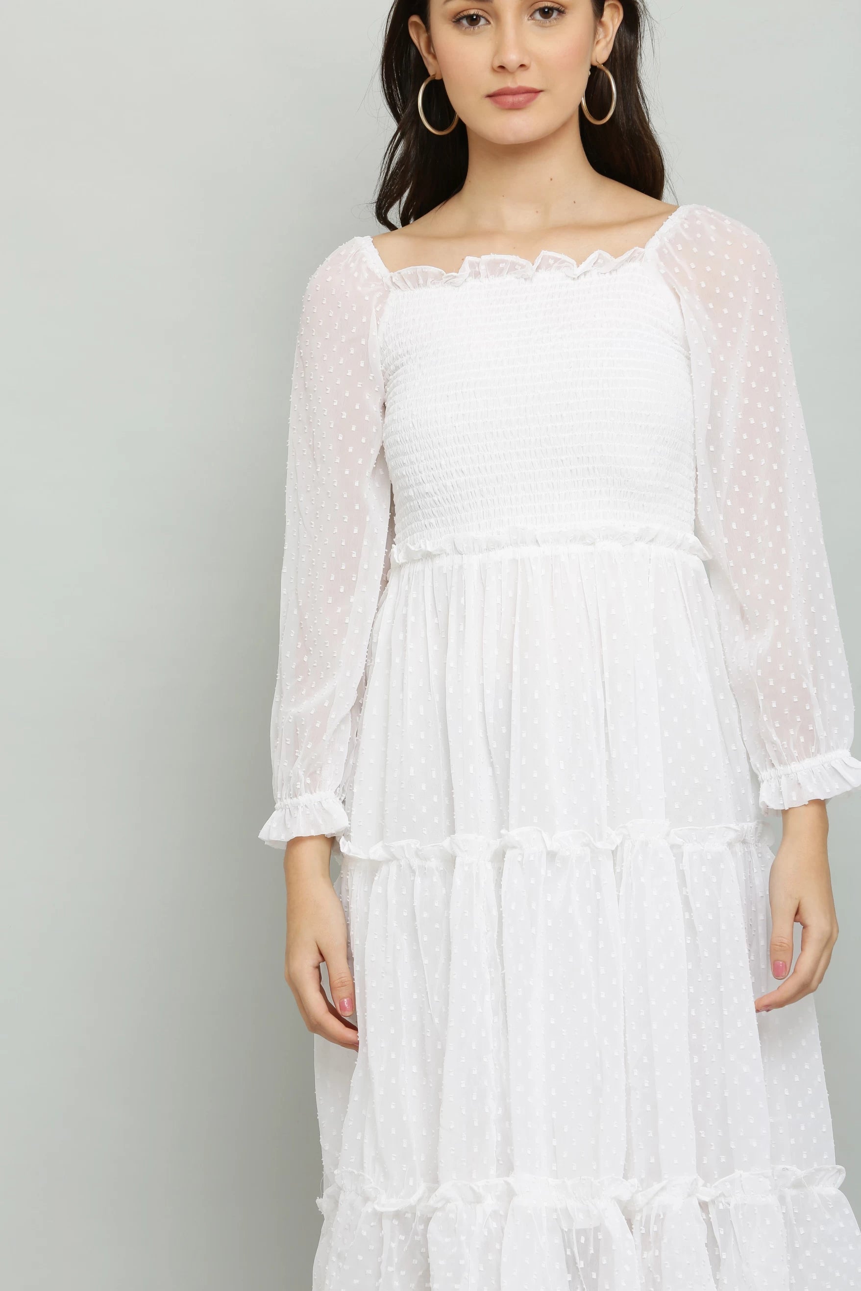 Women's Elegant Georgette Midi Dress - Chic & Comfortable