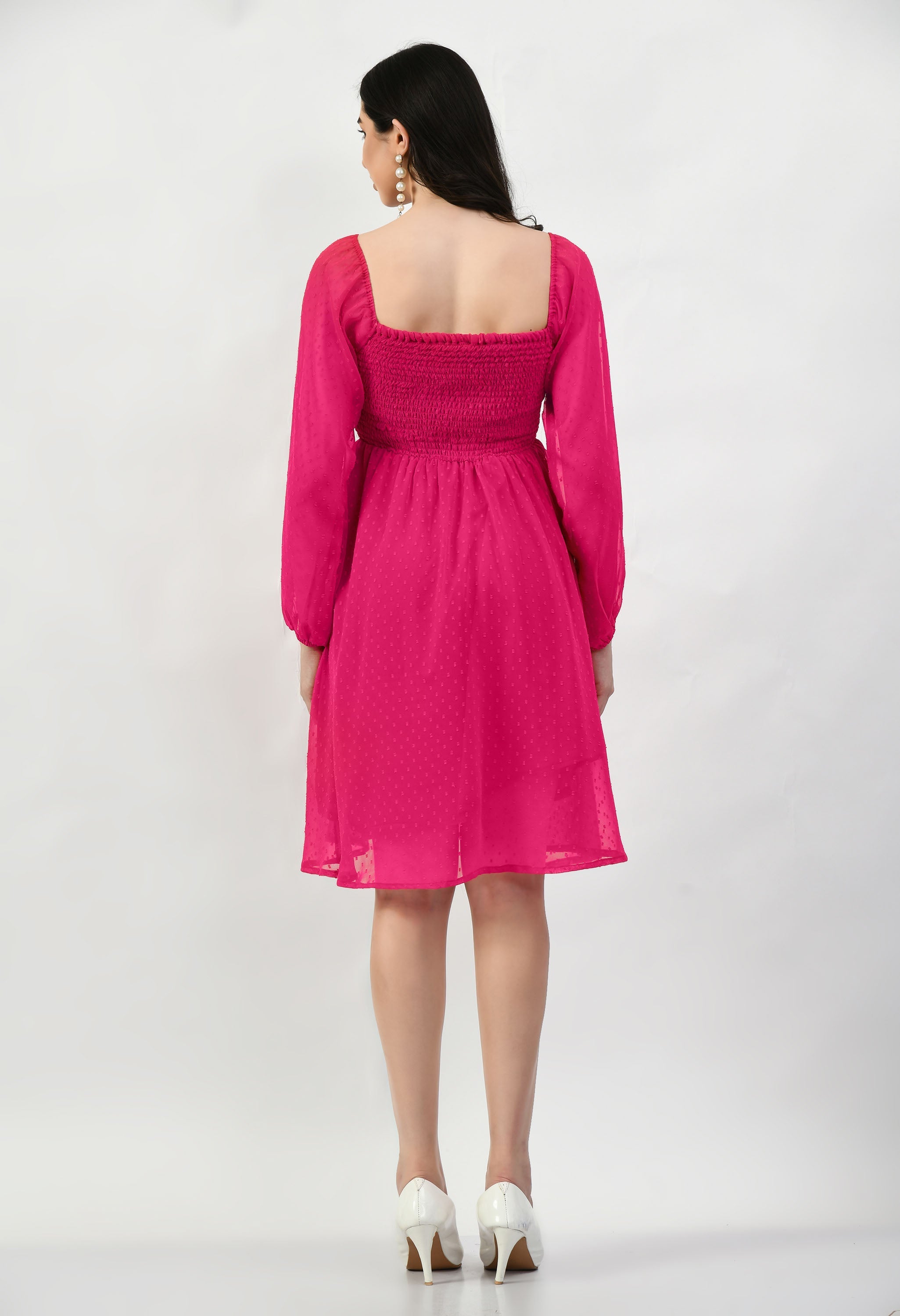 Knee Length CUNSAYI BUTA Dress, Casual WEAR, Fancy Gorgeous Looking Dress (Pink)