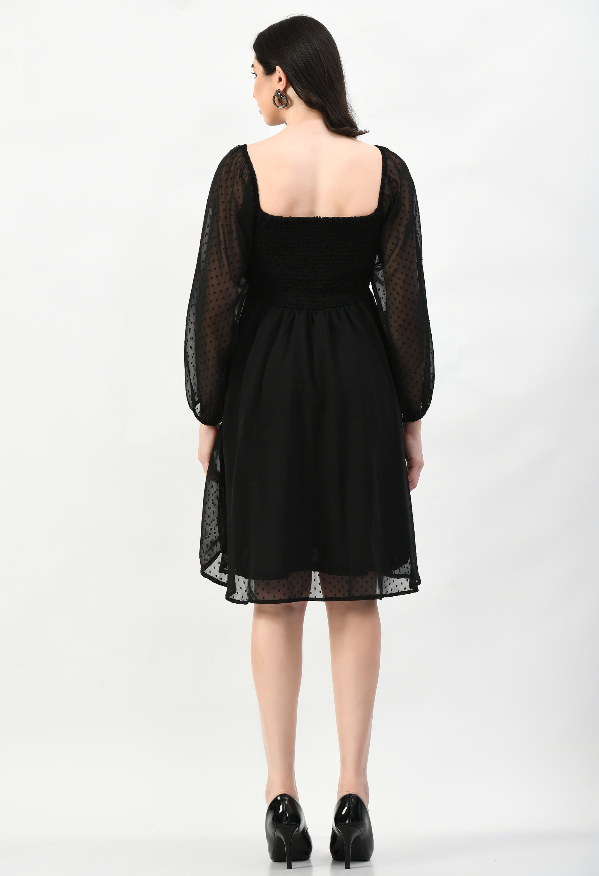 Knee Length CUNSAYI BUTA Dress, Casual WEAR, Fancy Gorgeous Looking Dress (Black)